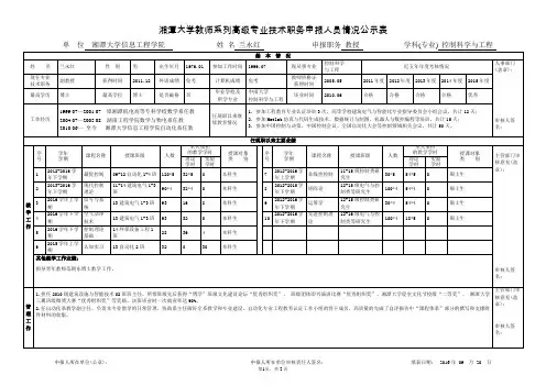 湘潭大学教师系列高级专业技术职务申报人员情况公示表