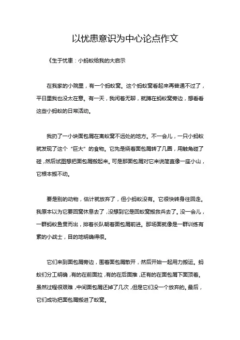 以忧患意识为中心论点作文