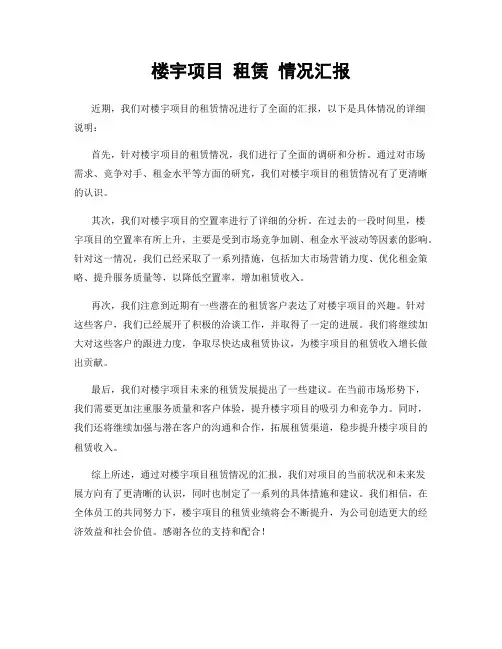 楼宇项目 租赁 情况汇报