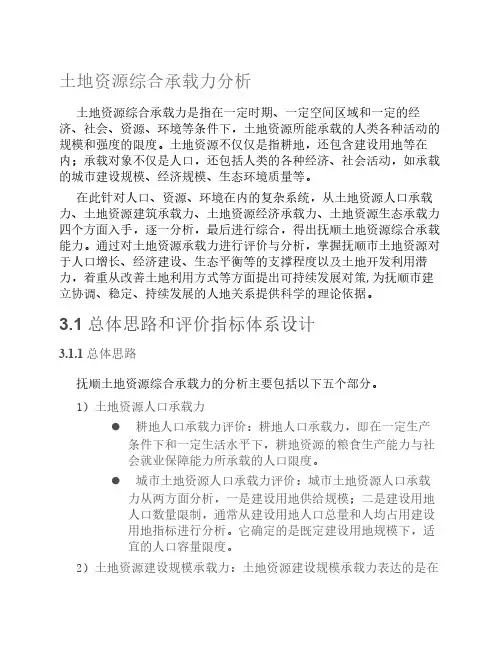 土地资源综合承载力分析