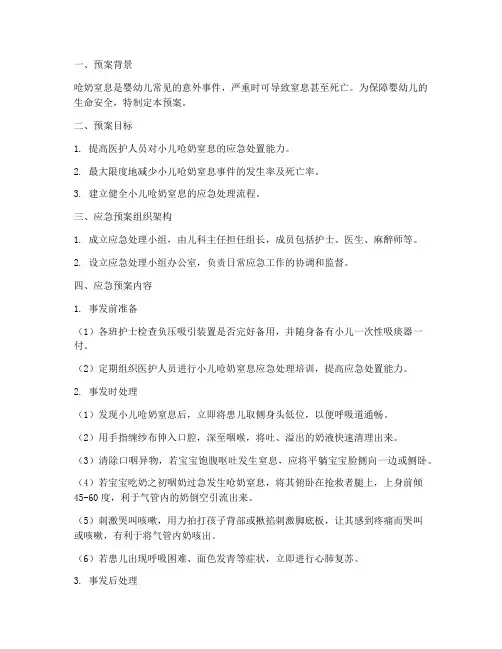 小儿呛奶窒息的应急预案