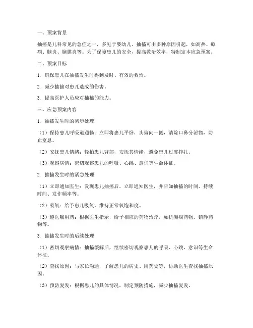 患儿抽搐应急预案