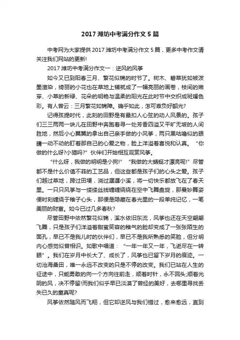 2017潍坊中考满分作文5篇