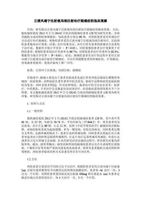 正清风痛宁注射液局部注射治疗跟痛症的临床观察
