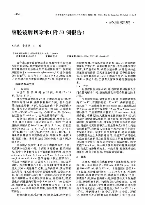 腹腔镜脾切除术(附53例报告)