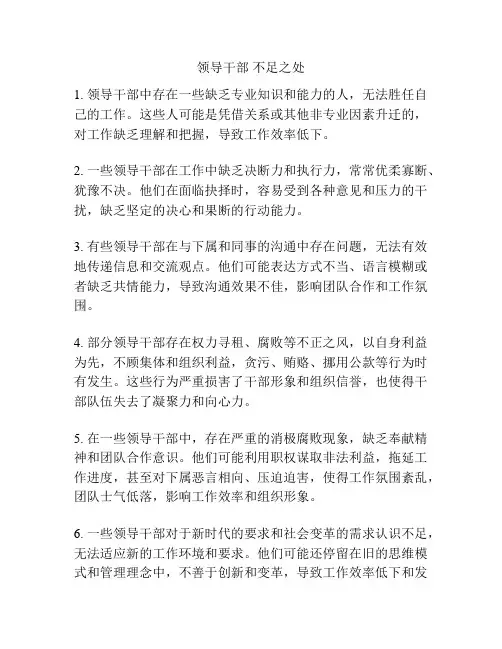 领导干部 不足之处