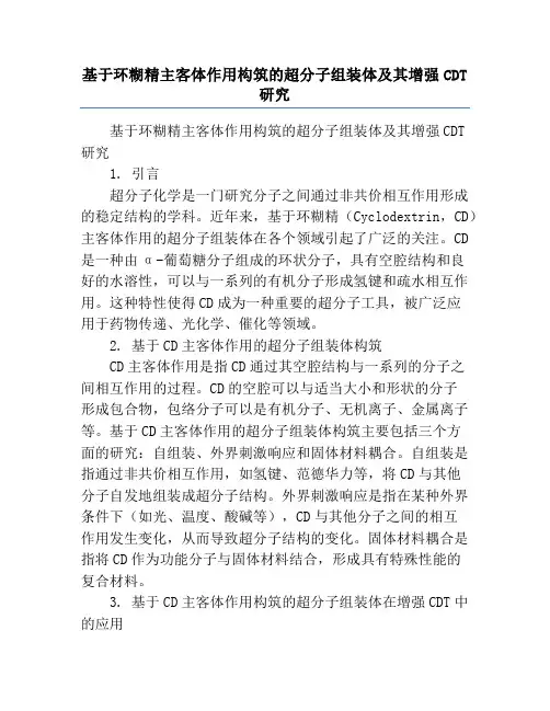 基于环糊精主客体作用构筑的超分子组装体及其增强CDT研究