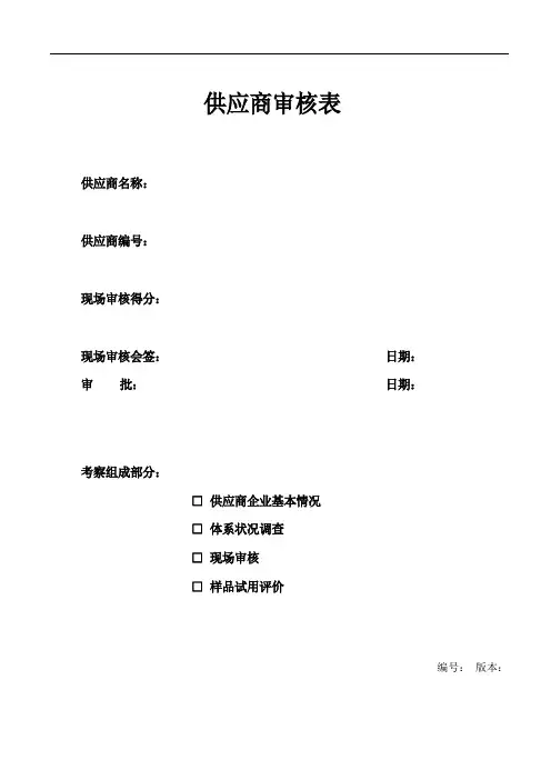 QSA供应商审核表
