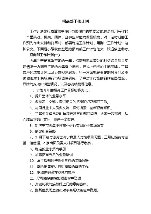 招商部工作计划