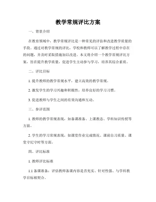 教学常规评比方案