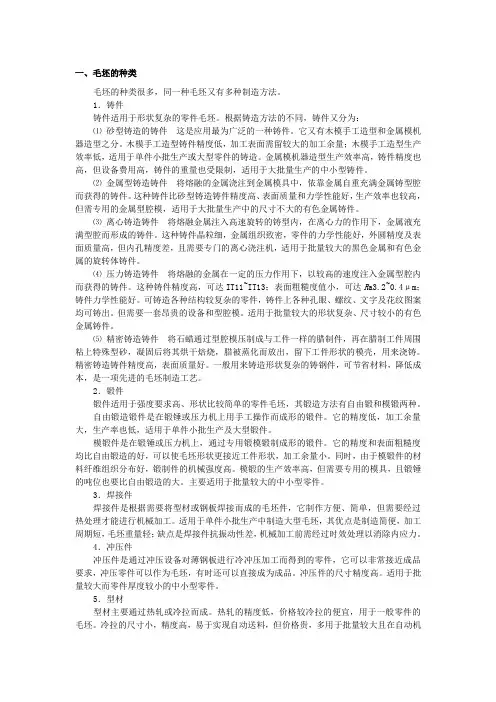 机械工艺毛坯相关