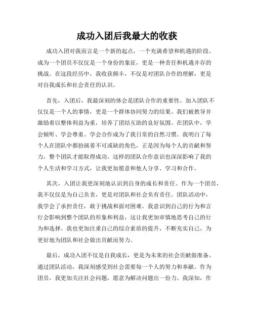 成功入团后我最大的收获