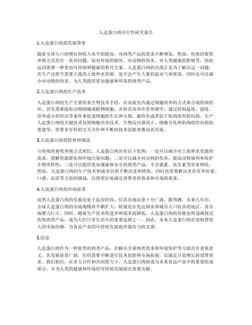 人造蛋白肉可行性研究报告