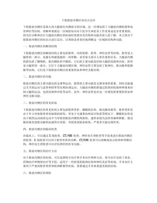 下肢股前内侧区知识点总结