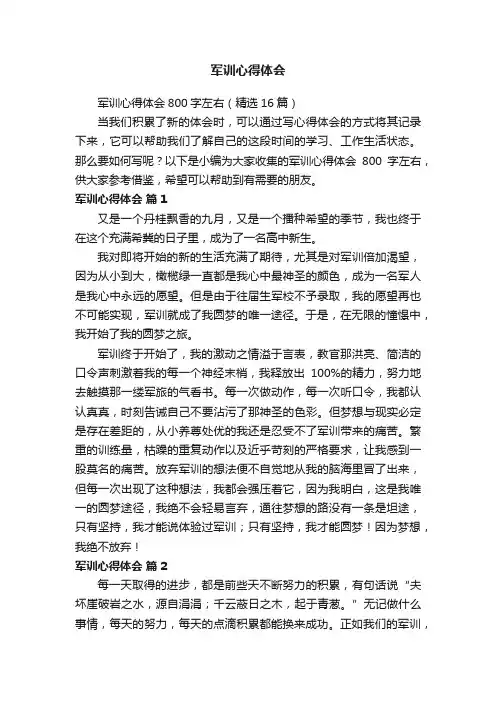 军训心得体会800字左右（精选16篇）