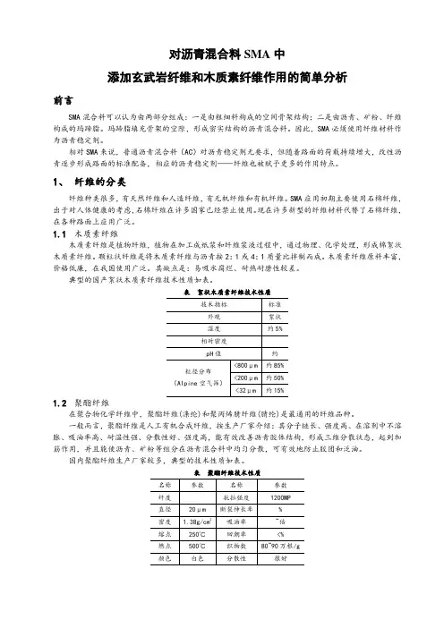 对沥青混合料SMA中添加玄武岩纤维和纤维木质素纤维作用的简单分析