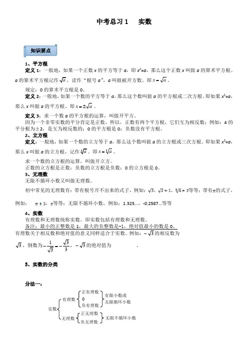 中考数学第一轮复习教案(实数、整式、分式、根式)