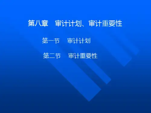 审计审计计划重要性