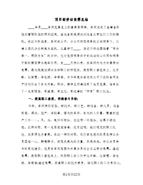 项目部劳动竞赛总结(7篇)