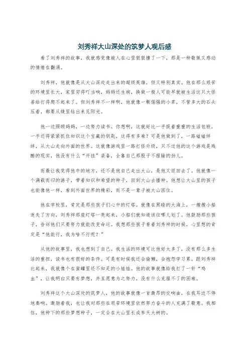 刘秀祥大山深处的筑梦人观后感