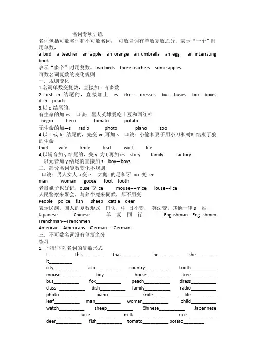 动词的时态--一般现在时,名词讲解
