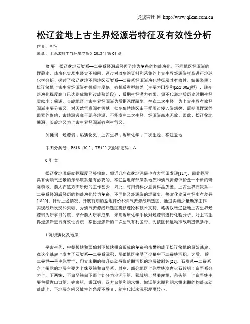 松辽盆地上古生界烃源岩特征及有效性分析