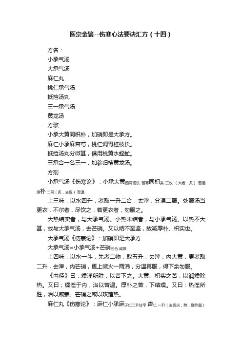 医宗金鉴--伤寒心法要诀汇方（十四）