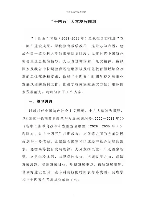 十四五大学发展规划