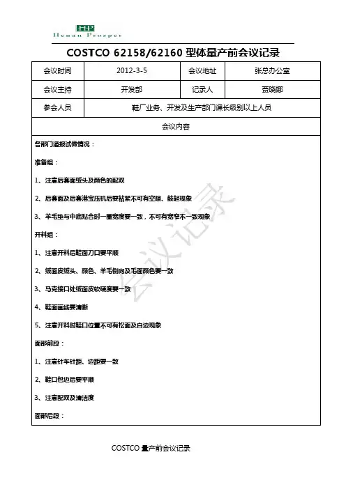 量产前会议记录
