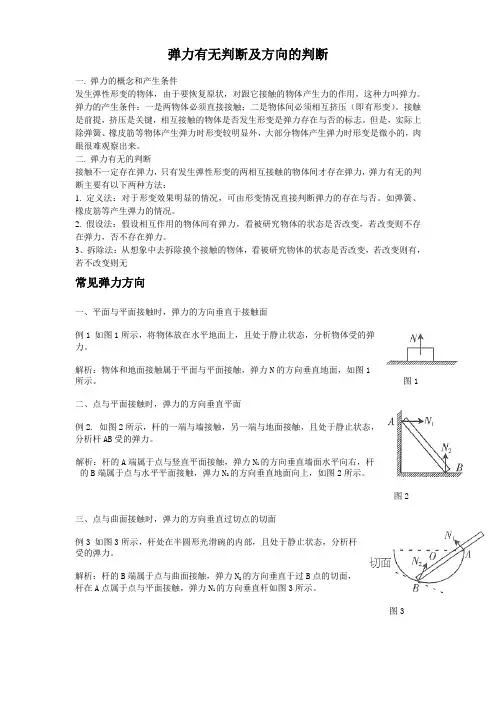 弹力有无判断及方向的判断