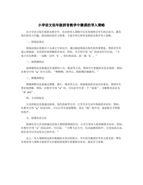 小学语文低年级拼音教学中微课的导入策略