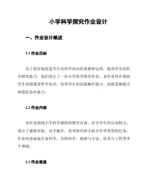 小学科学探究作业设计