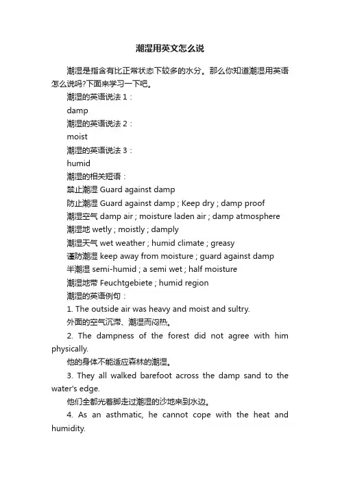 潮湿用英文怎么说