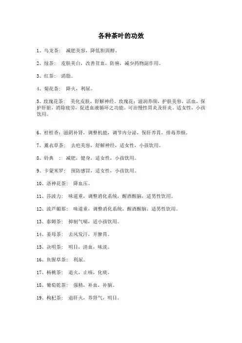 68种茶叶的功效(超全)