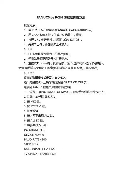 FANUC0i用PCIN的数据传输方法