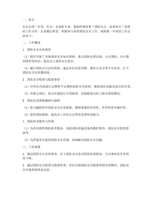 消防专家工作总结范文