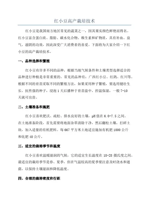 红小豆高产栽培技术