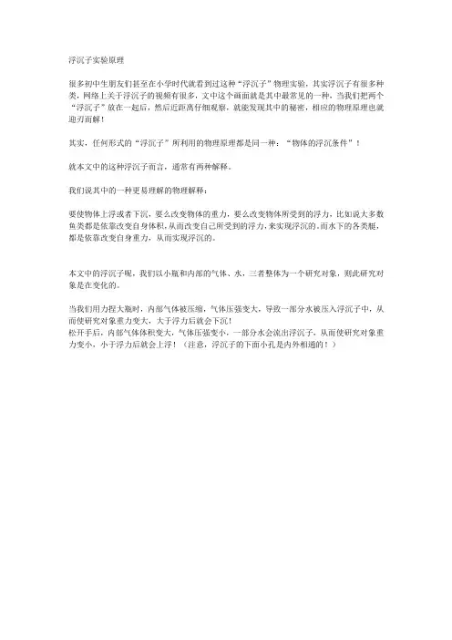 浮沉子实验原理