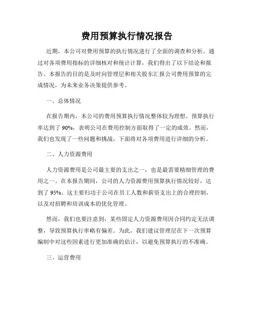 费用预算执行情况报告