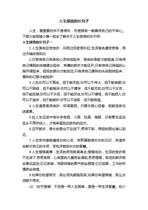 人生感悟的长句子