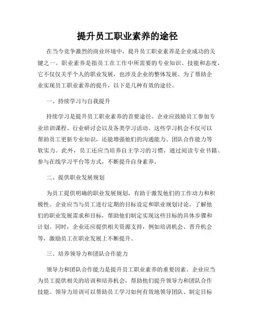 提升员工职业素养的途径