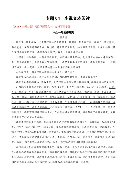 专题04 小说文本阅读丨高考语文真题分项汇编(原卷版)(共67页)