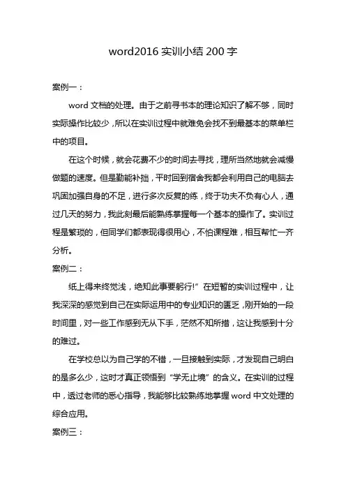word2016实训小结200字