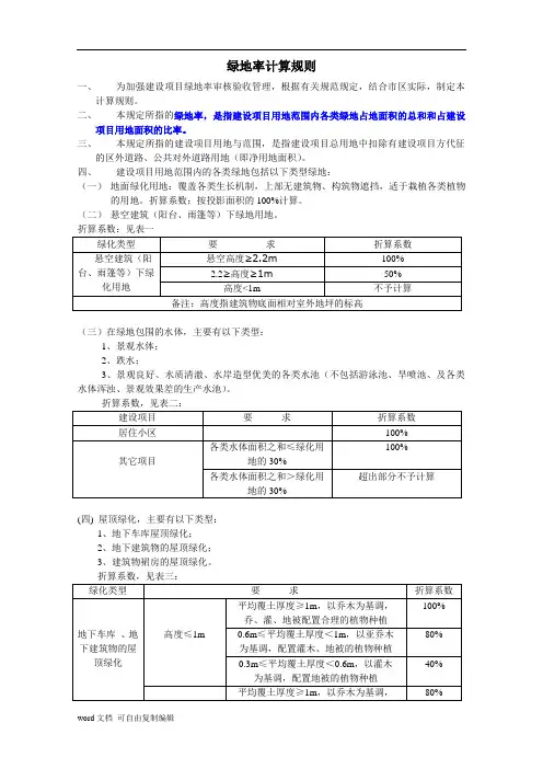 绿地率的计算规则(2014最新版)