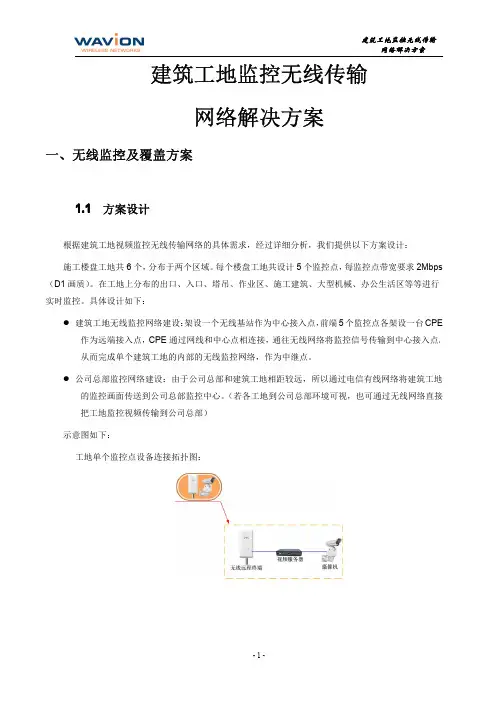 建筑工地监控无线传输网络解决方案