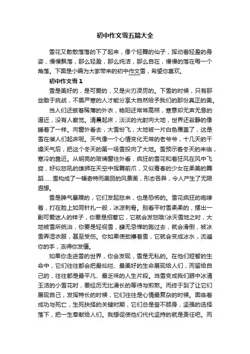 初中作文雪五篇大全