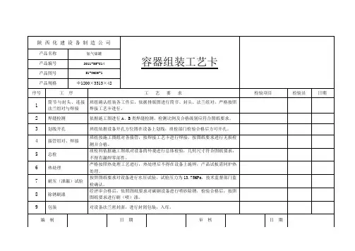 工艺卡模板