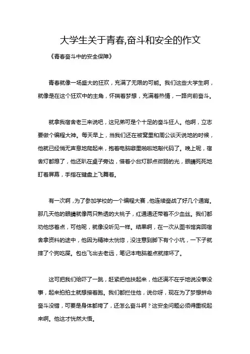 大学生关于青春,奋斗和安全的作文