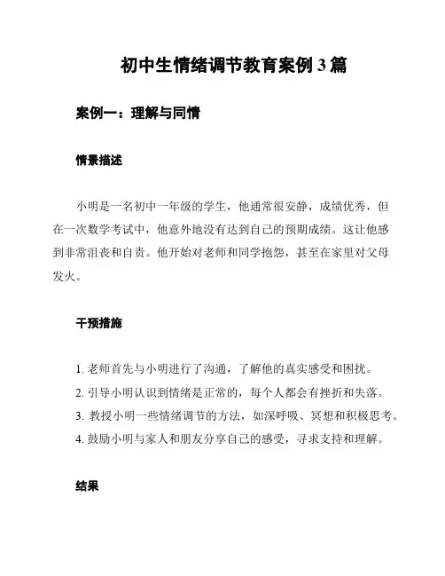 初中生情绪调节教育案例3篇