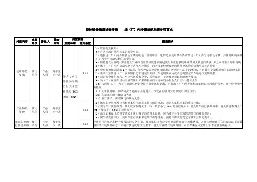 特种设备隐患排查清单——场(厂)内专用机动车辆专项要求